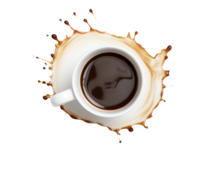 a cup of coffee with liquid splashing