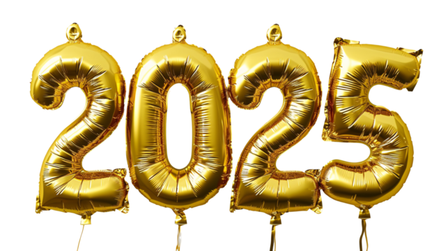 a gold balloons in the shape of numbers