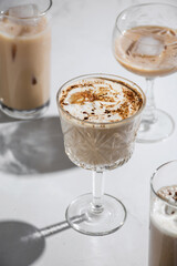 Affogato among other coffee drinks