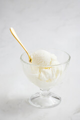 Vanilla ice cream waiting to be eaten