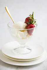 Vanilla ice cream waiting to be eaten