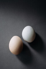 White and brown egg close up