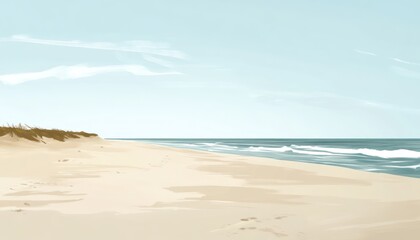 Serene Beachscape Under a Pale Sky