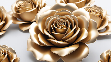 metallic golden rose jewels isolated on white background
