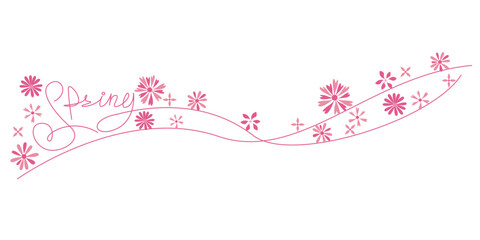 Spring Calligraphy decoration with flower. Spring floral illustration for Seasonal design. Vector illustration.