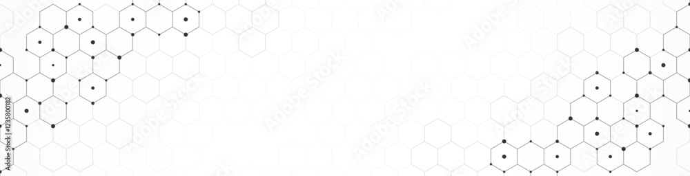 Poster Vector illustration of hexagons pattern. Geometric abstract background with simple hexagonal elements. Creative idea for medical, technology or science design