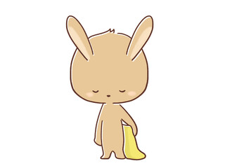 枕を持って立つウサギのイラスト