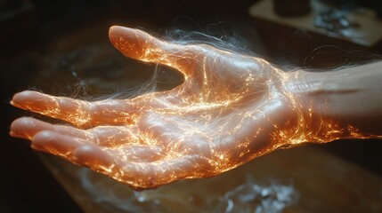 Fototapeta premium Glowing Hand with Cinematic Composition