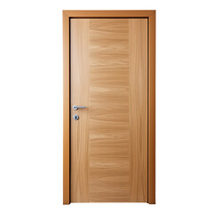 a wooden door with a silver handle