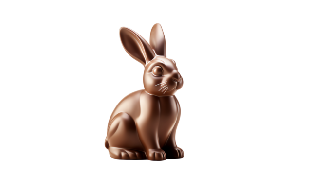 a chocolate bunny on a white background