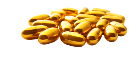 a pile of gold pills