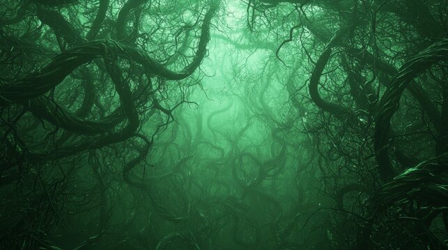 Luminescent Metallic Vines in Neon Forest - Ultra-Detailed Sci-Fi Dreamscape Concept