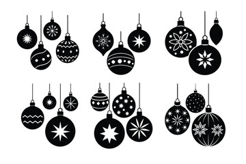 Festive Christmas Ornaments Silhouettes