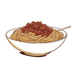 Spaghetti with meat sauce in a bowl vectorized