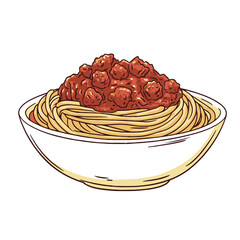 Spaghetti with meat sauce in a bowl vectorized