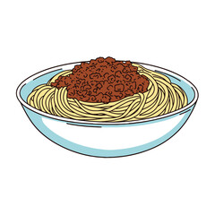 Spaghetti with meat sauce in a bowl vectorized