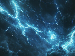 A blue background with lightning, abstract blue lightning sparks effects anime cartoon style background