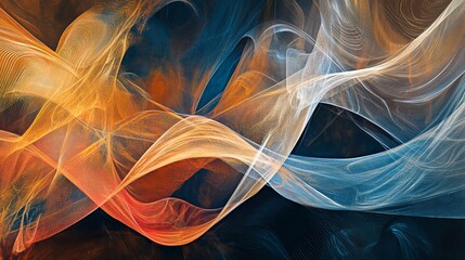 Obraz premium Abstract art with swirling orange and blue lines creating a dynamic motion effect