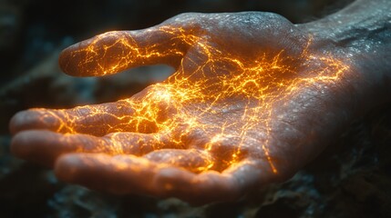 Glowing Hand Radiating with Introspective Energy