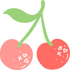 Cute Red Cherries Flat Design