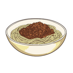 Spaghetti with meat sauce in a bowl vectorized