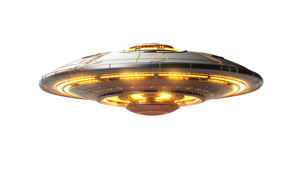 a silver and orange ufo