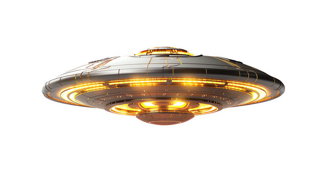 a silver and orange ufo