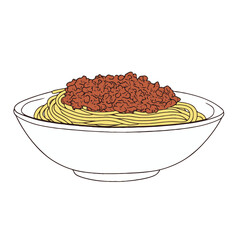 Spaghetti with meat sauce in a bowl vectorized
