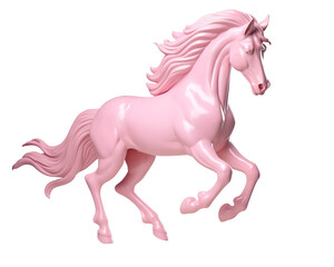 a pink horse statue on a white background