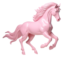 a pink horse statue on a white background