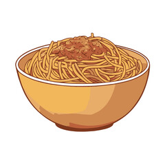 Spaghetti with meat sauce in a bowl vectorized