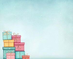 Colorful Gift Boxes on Soft Pastel Background