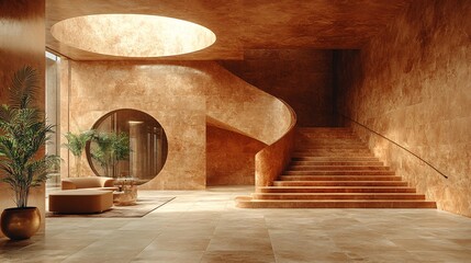 Fototapeta premium Modern Minimalist Interior in Earth Tones