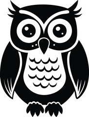 Owl silhouette vector style with black and white background
