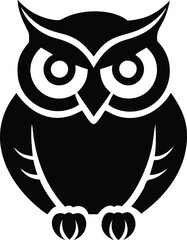 Owl silhouette vector style with black and white background