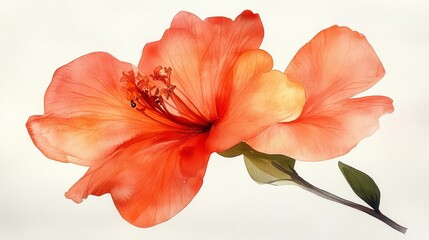 Naklejka premium Coral Hibiscus Flower Close-up Studio Shot