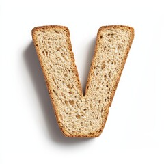 Alphabet Letter V Shaped Bread Slice Whole Wheat Toast Crumb Texture Food Photography