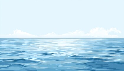 Fototapeta premium Serene Ocean Waves Under a Calm Blue Sky