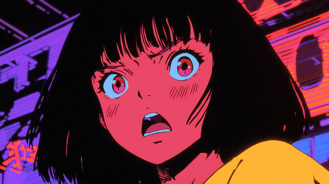レトロタッチな驚いた女性のイラスト	