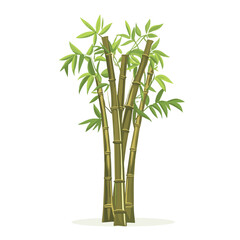 Fototapeta premium Bamboo branches and leaves Realistic bamboo sticks. colorful and black and white tree branch and stems with leaves isolated decorative closeup elements, vector and east forest trees Art & Illustration