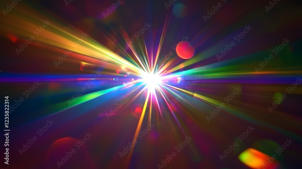 Aufkleber A captivating image showcasing a mesmerizing burst of radiant celestial beams illuminating the vibrant prismatic spectrum of light