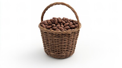 Basket with Job s tears on white backdrop