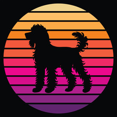 American Foxhound Dog in Retro Sunset Silhouette Design
