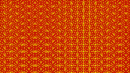  和風 麻の葉模様 背景素材テクスチャ ベクター 16:9 動画 サイズ対応 チラシ パンフレット WEB広告バナー 橙色