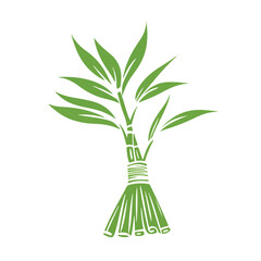 Bamboo branches and leaves Realistic bamboo sticks. colorful and black and white tree branch and stems with leaves isolated decorative closeup elements, vector and east forest trees Art & Illustration