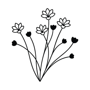 black and white floral bouquet clip art preview