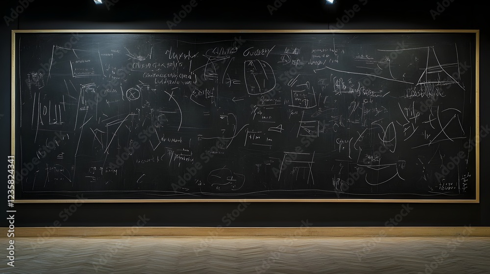 Poster A vast chalkboard filled with a diverse array of equations diagrams sketches and notes showcasing the depth and breadth of academic knowledge learning