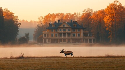 Fototapeta premium Elegant Swedish Villa Surrounded by Nature
