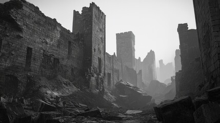 Fort Ruins with Scarred Walls from Repeated Cannon Attacks