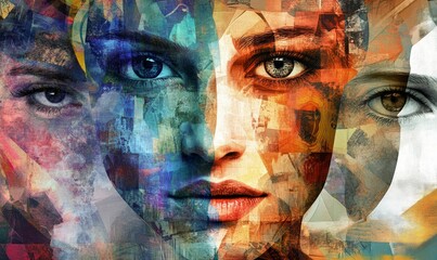 People Faces Collage Set, 